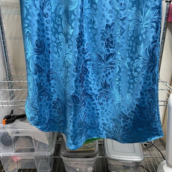Vintage Dentelle Turquoise Brocade Slip Dress Size M Nightgown Loungewear Chic - Picture 13 of 13